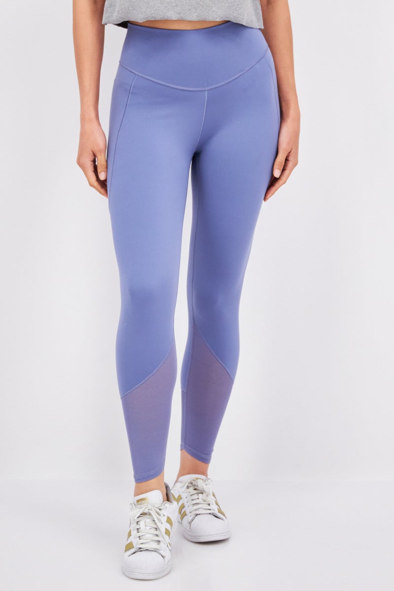 Adidas سراويل تدريب رياضية نسائية بملاءمة شبكية، بنفسجي رمادي - Image 1